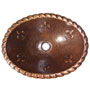 Mexican Copper Hammered Sink -- s6008 Oval Fleur de lis